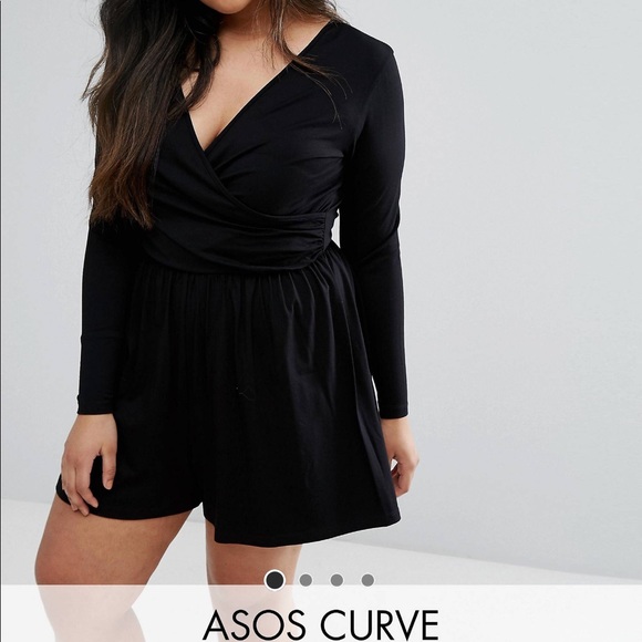 ASOS Curve Other - Asos plus size black long sleeve romper